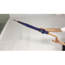 2020 Fashion blue color digital design wood crook handle umbrella for men